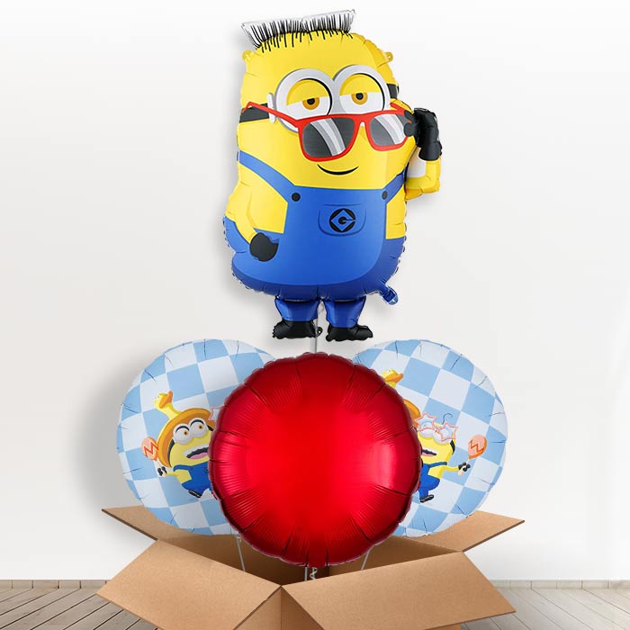 Minion Ron Giant Helium Balloon in a Box-Giant Balloon + 2 Themed Balloons + 1 Plain Balloon | Party Save Smile