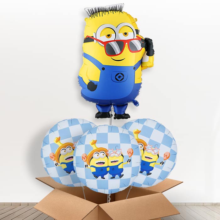 Minion Ron Giant Helium Balloon in a Box-Giant Balloon + 3 Themed Balloons | Party Save Smile