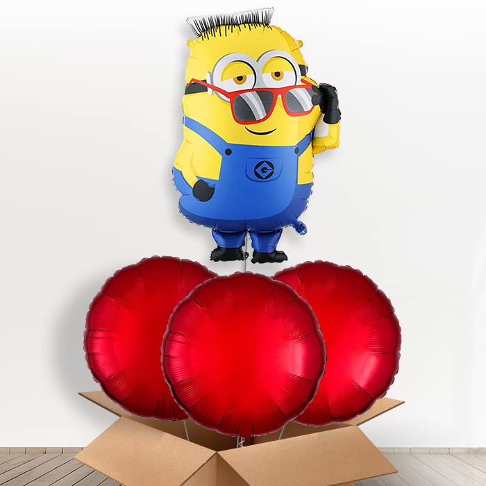 Minion Ron Giant Helium Balloon in a Box-Giant Balloon + 3 Plain Balloons | Party Save Smile