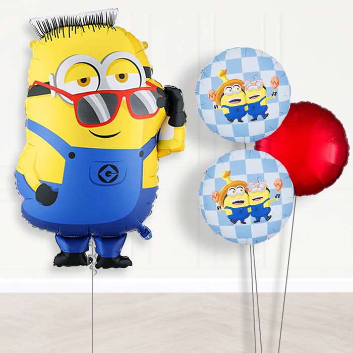 Minion Ron Balloon Bouquet Delivery-Giant Balloon + 2 Themed Balloons + 1 Plain Balloon | Party Save Smile