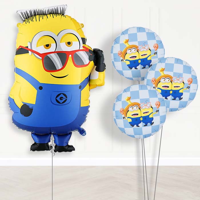 Minion Ron Balloon Bouquet Delivery-Giant Balloon + 3 Themed Balloons | Party Save Smile