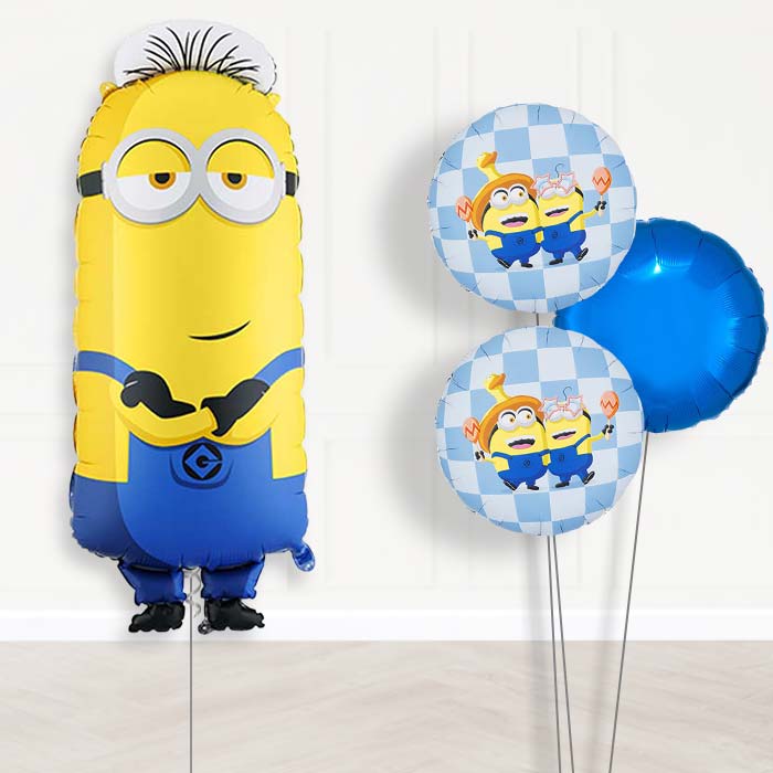 Minion Tim Balloon Bouquet Delivery-Giant Balloon + 2 Themed Balloons + 1 Plain Balloon | Party Save Smile
