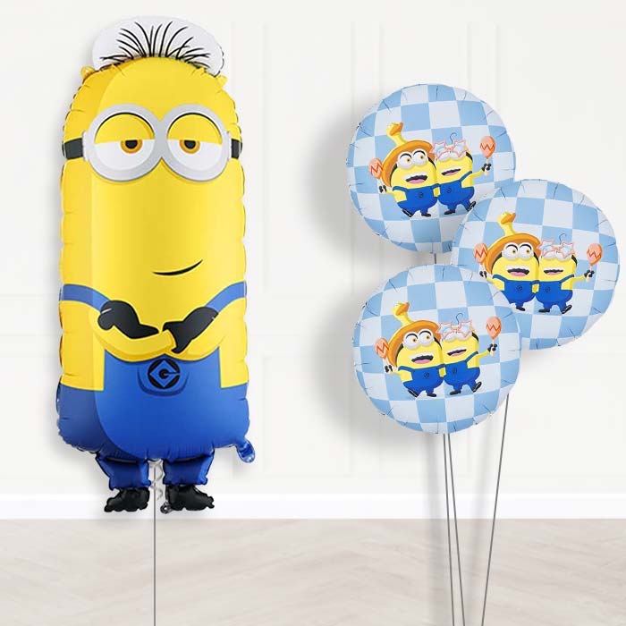 Minion Tim Balloon Bouquet Delivery-Giant Balloon + 3 Themed Balloons | Party Save Smile