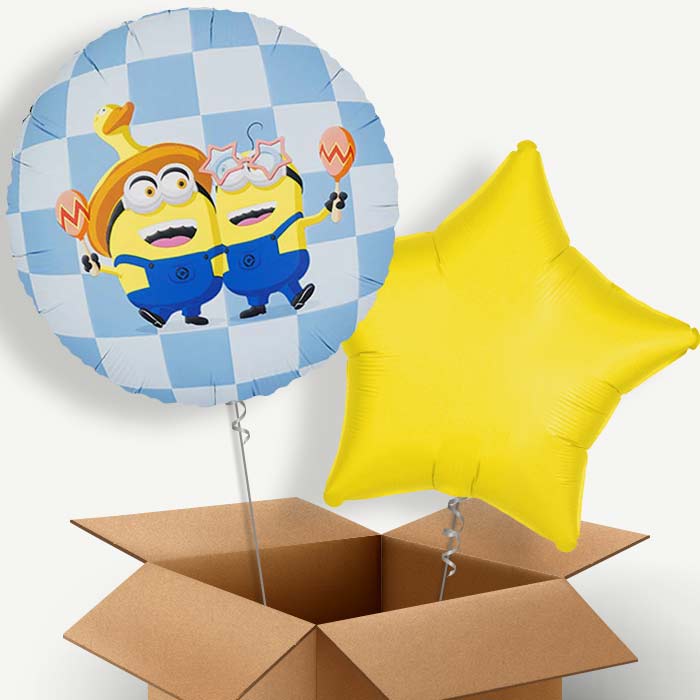 Minions Checkered Print Helium Balloon Two | Party Save Smile