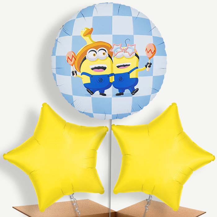 Minions Checkered Print Bunch of Balloons (Trio) | Party Save Smile