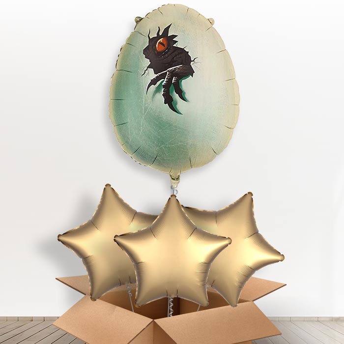 Jurassic World Dinosaur Egg Giant Helium Balloon in a Box-Giant Balloon + 3 Plain Balloons | Party Save Smile