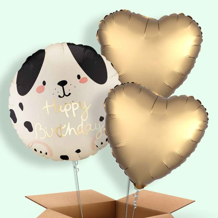 Spotty Dog Happy Birthday Helium Balloons Delivered - 3 Balloons | Party Save Smile
