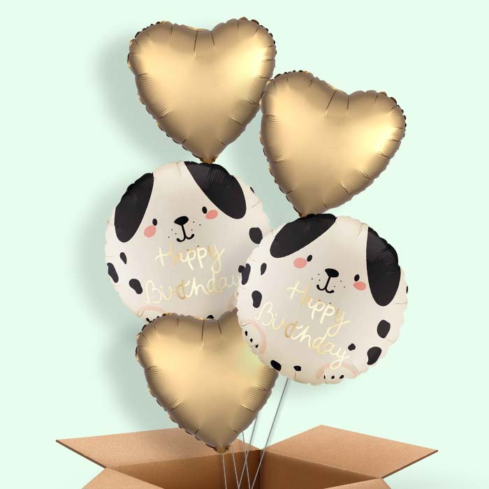 Spotty Dog Happy Birthday Helium Balloons Delivered - 5 Balloons | Party Save Smile