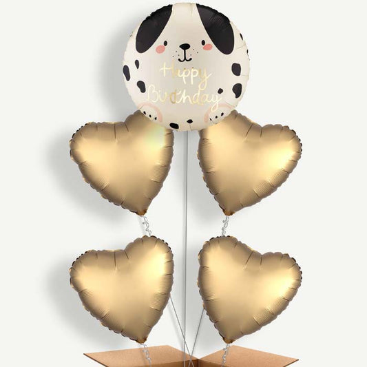 Spotty Dog Happy Birthday 5 Helium Cluster Balloons | Party Save Smile