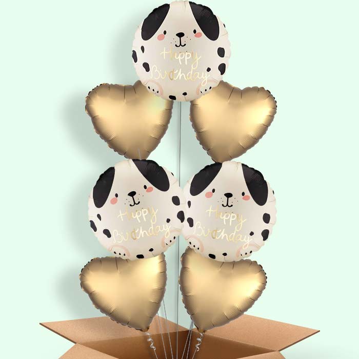 Spotty Dog Happy Birthday Helium Balloons Delivered - 7 Balloons | Party Save Smile
