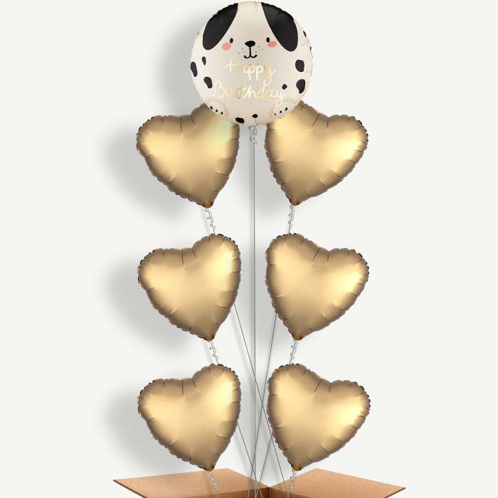 Spotty Dog Happy Birthday 7 Helium Balloon Arrangement | Party Save Smile