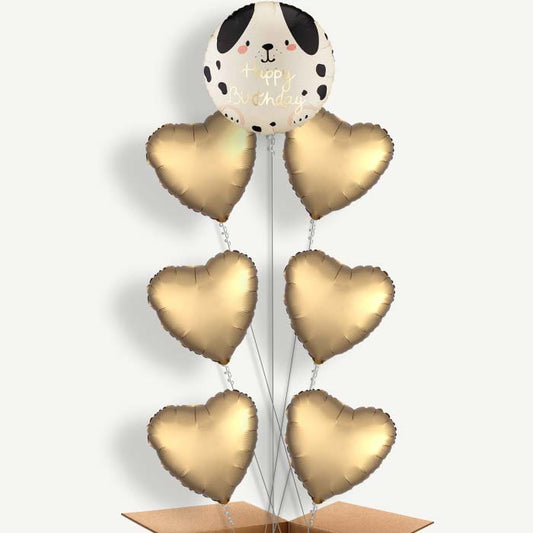 Spotty Dog Happy Birthday 7 Helium Balloon Arrangement | Party Save Smile