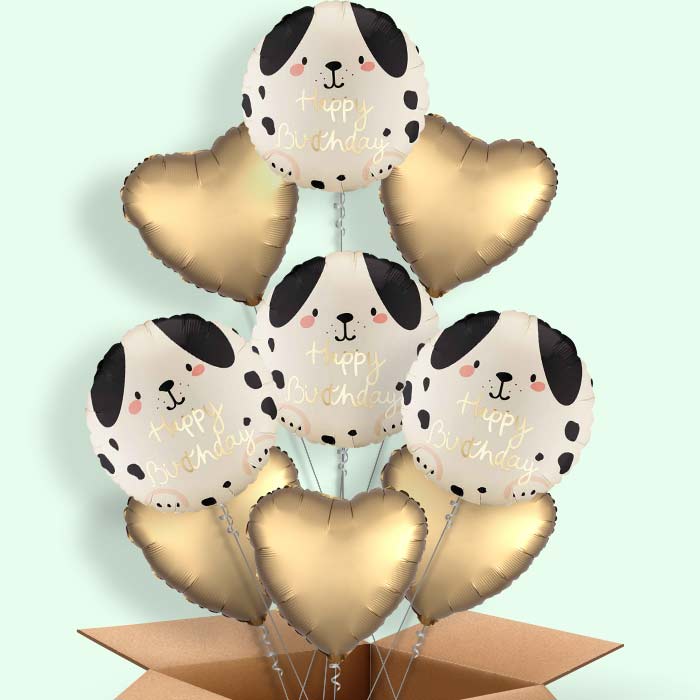 Spotty Dog Happy Birthday Helium Balloons Delivered - 9 Balloons | Party Save Smile