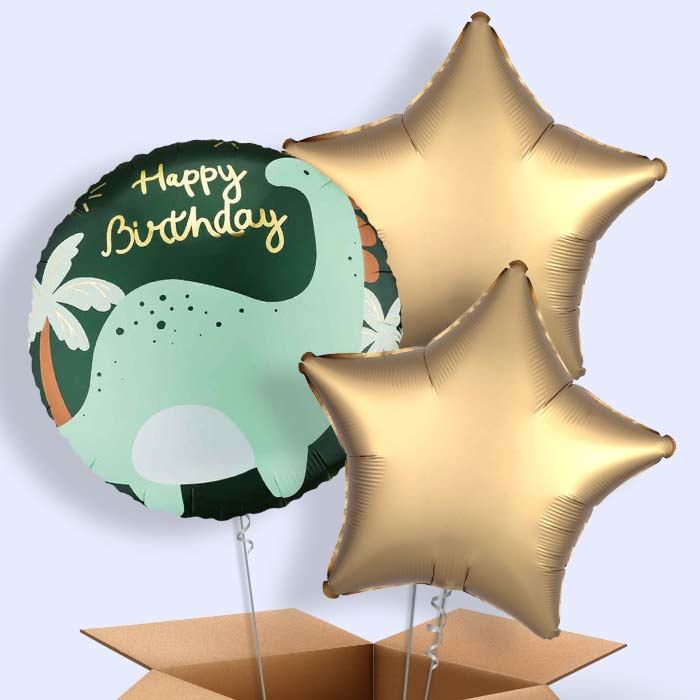 Brontosaurus Happy Birthday Helium Balloon in a Box - 3 Balloons | Party Save Smile
