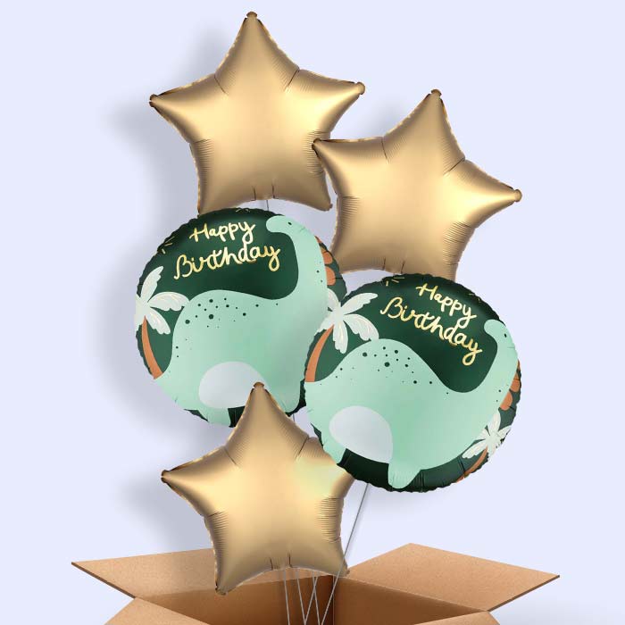 Brontosaurus Happy Birthday Helium Balloon in a Box - 5 Balloons | Party Save Smile