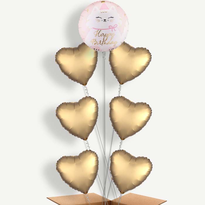 Kitty Happy Birthday 7 Helium Balloon Arrangement | Party Save Smile