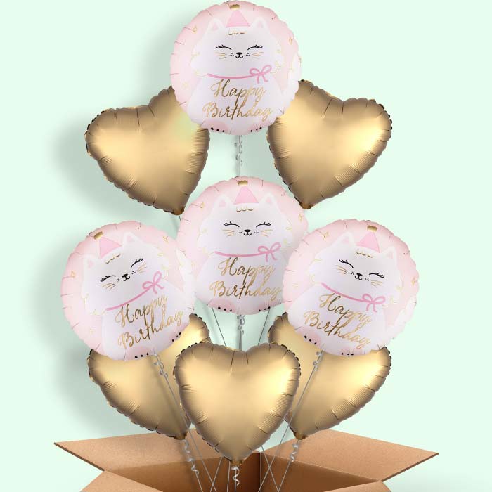 Kitty Happy Birthday Helium Balloon in a Box - 9 Balloons | Party Save Smile
