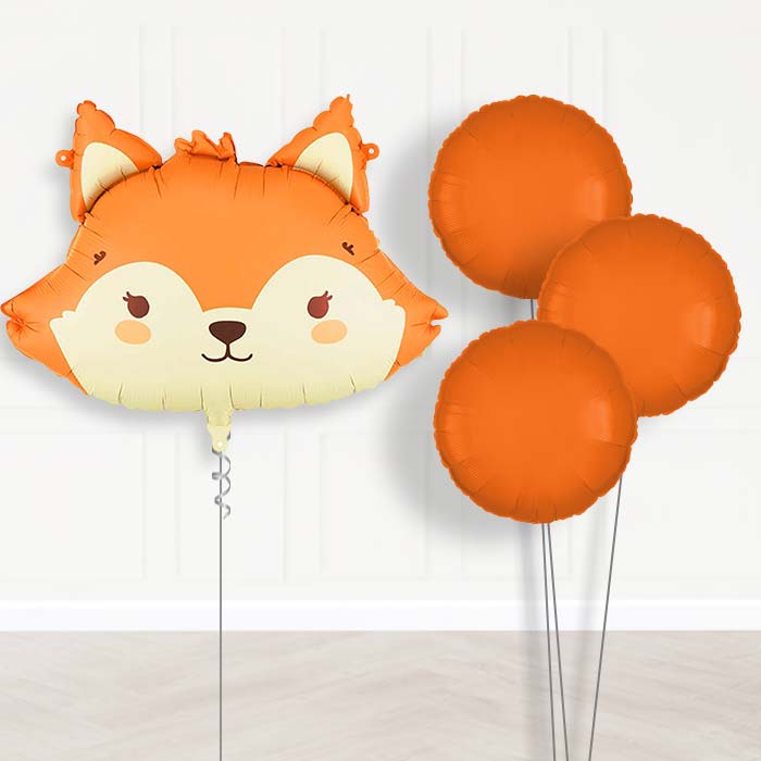 Fox Head Balloon Bouquet Delivery-Giant Balloon + 3 Plain Balloons | Party Save Smile