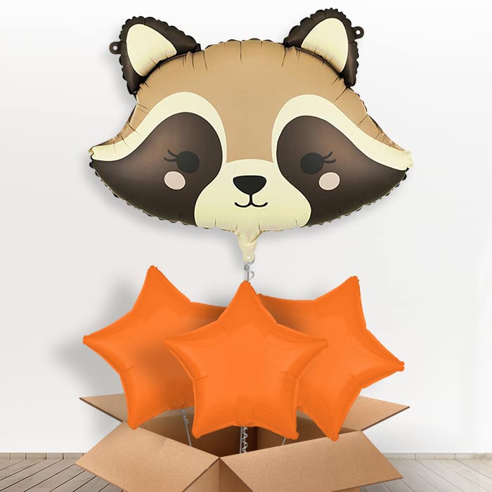 Raccoon Giant Helium Balloon in a Box-Giant Balloon + 3 Plain Balloons | Party Save Smile