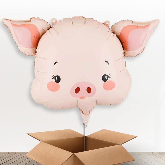 Pink Pig Head Giant Helium Balloon in a Box-Giant Balloon | Party Save Smile