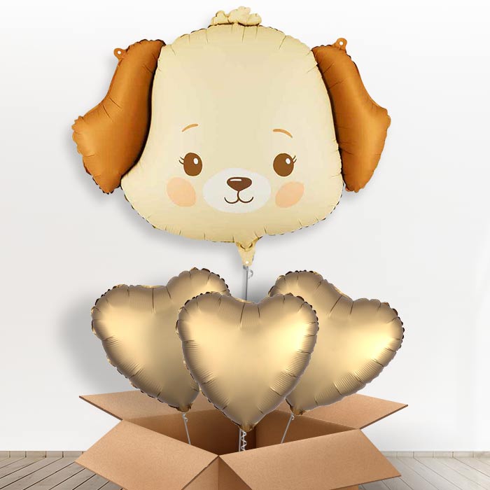 Cream Dog Giant Helium Balloon in a Box-Giant Balloon + 3 Plain Balloons | Party Save Smile