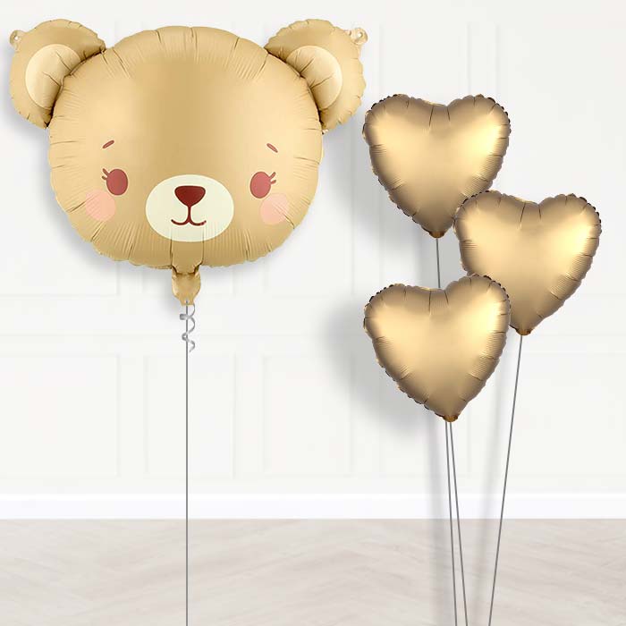 Teddy Bear Helium Balloon Bouquet - Plain Bouquet | Party Save Smile