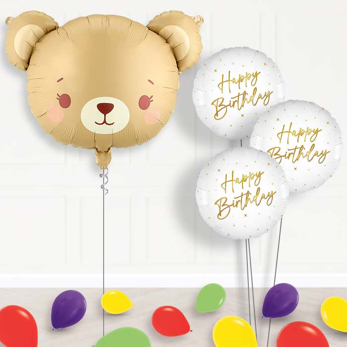 Teddy Bear Helium Balloon Bouquet - Themed Bouquet and Latex | Party Save Smile