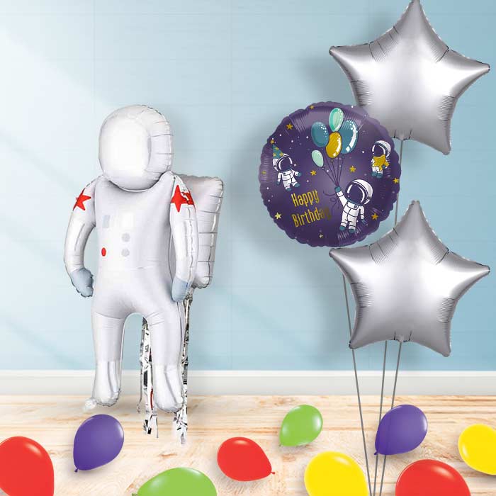 Inflated Astronaut with Jetpack Balloon in a Box-Package | Party Save Smile