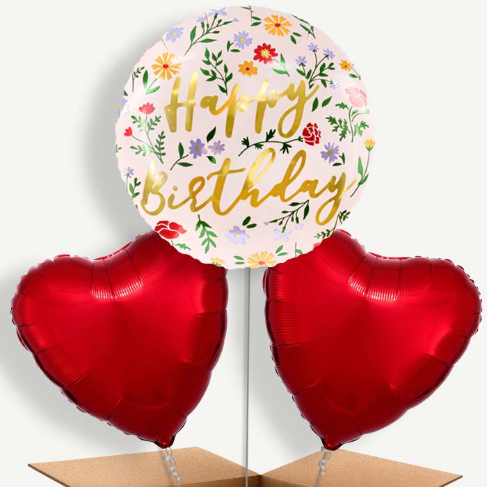 Floral Happy Birthday Bunch of Balloons (Trio) | Party Save Smile