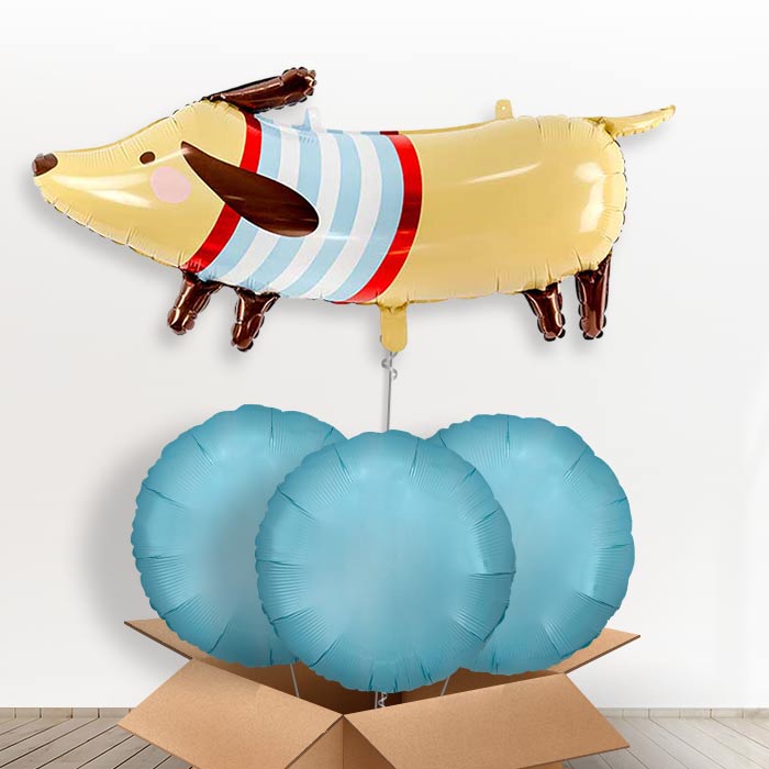 Dachshund Giant Helium Balloon in a Box-Giant Balloon + 3 Plain Balloons | Party Save Smile