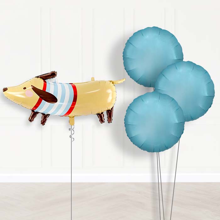 Dachshund Balloon Bouquet Delivery-Giant Balloon + 3 Plain Balloons | Party Save Smile