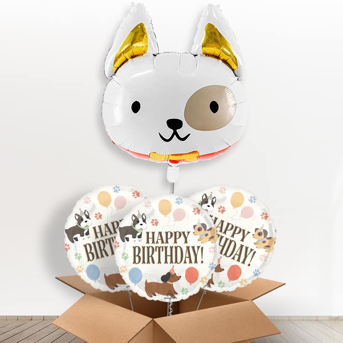 Dog with Bow Tie Giant Helium Balloon in a Box-Giant Balloon + 3 Themed Balloons | Party Save Smile