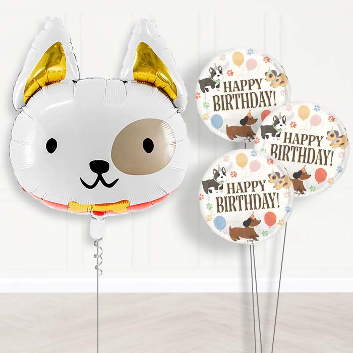 Dog with Bow Tie Balloon Bouquet Delivery-Giant Balloon + 3 Themed Balloons | Party Save Smile