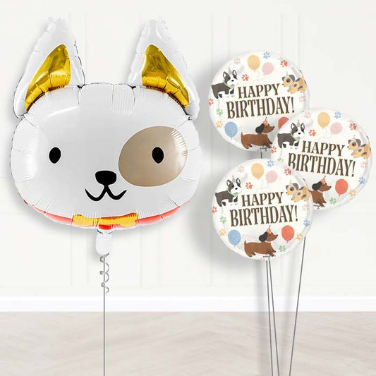Dog with Bow Tie Balloon Bouquet Delivery-Giant Balloon + 3 Themed Balloons | Party Save Smile