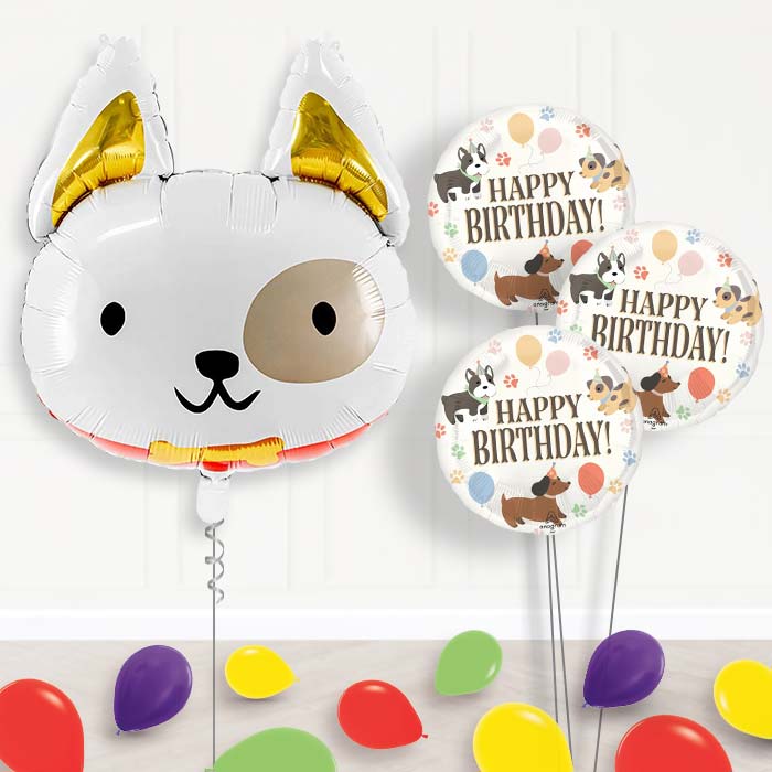 Dog with Bow Tie Balloon Bouquet Delivery-Giant Balloon + 3 Themed Balloons + Mini Balloons | Party Save Smile