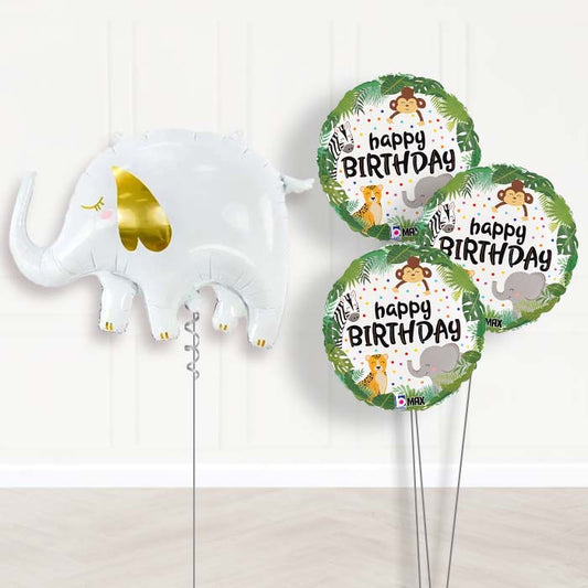 White Elephant Balloon Bouquet Delivery - 1 x Giant Balloon with Themed Bouquet | Party Save Smile