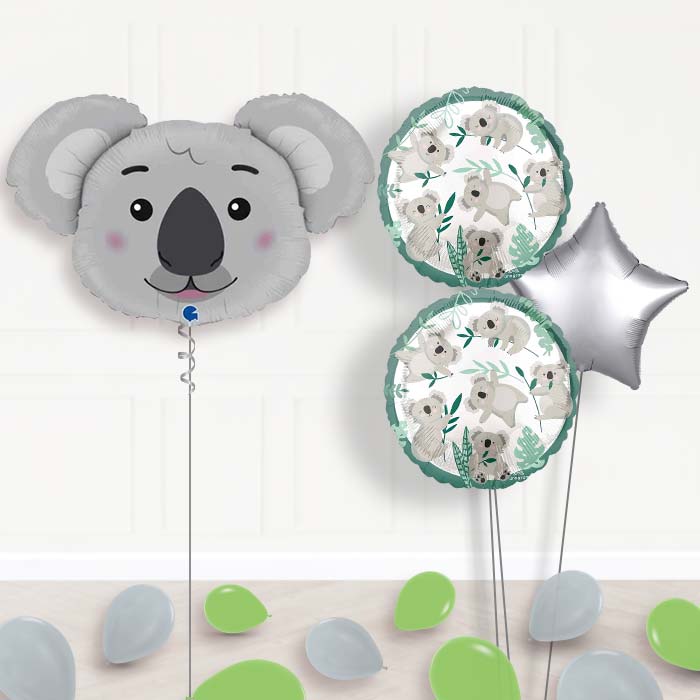 Shaped Koala Balloon Bouquet Delivery-Giant Balloon + 2 Themed Balloons + 1 Plain Balloon + Mini Balloons 
