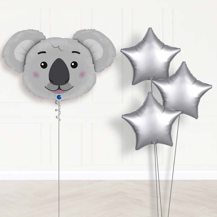 Shaped Koala Balloon Bouquet Delivery - 1 x Giant Balloon with Plain Bouquet | Party Save Smile