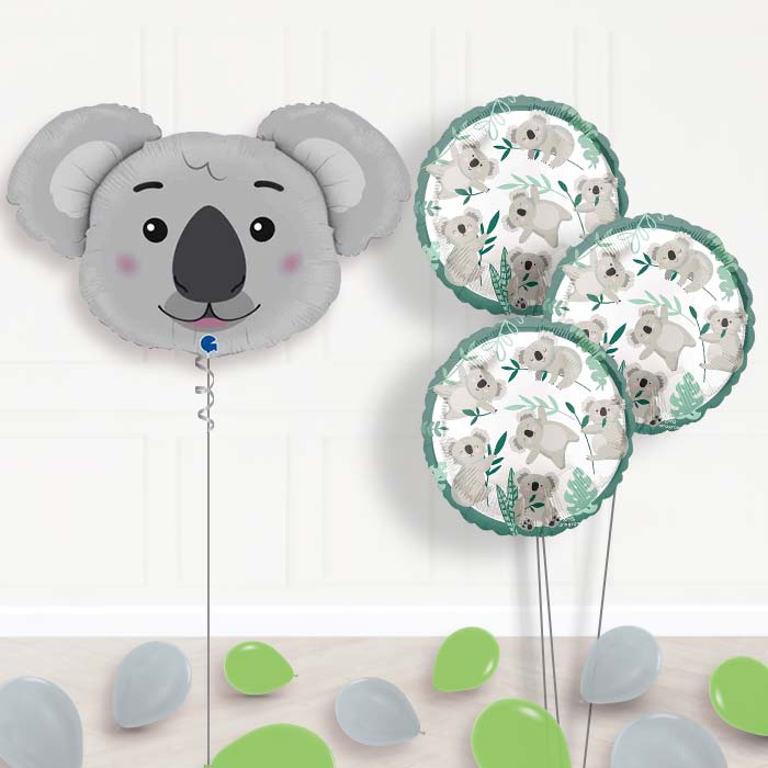 Shaped Koala Balloon Bouquet Delivery - 1 x Giant Balloon with Themed Bouquet and Latex | Party Save Smile