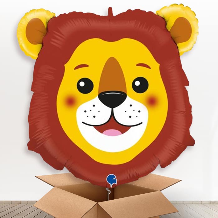 Lion Head Shaped Helium Balloon in a Box - 1 x Giant Balloon | Party Save Smile
