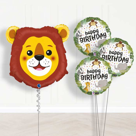 Lion Head Shaped Balloon Bouquet Delivery - 1 x Giant Balloon with Themed Bouquet | Party Save Smile
