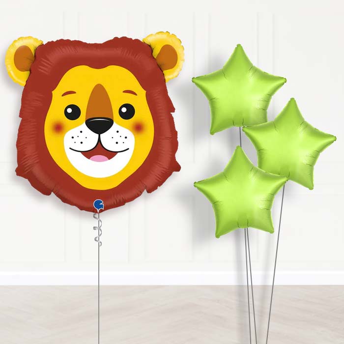 Lion Head Shaped Balloon Bouquet Delivery - 1 x Giant Balloon with Plain Bouquet | Party Save Smile