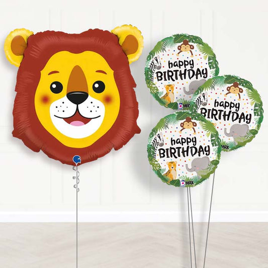 Lion Head Shaped Balloon Bouquet Delivery - 1 x Giant Balloon with Themed Bouquet | Party Save Smile