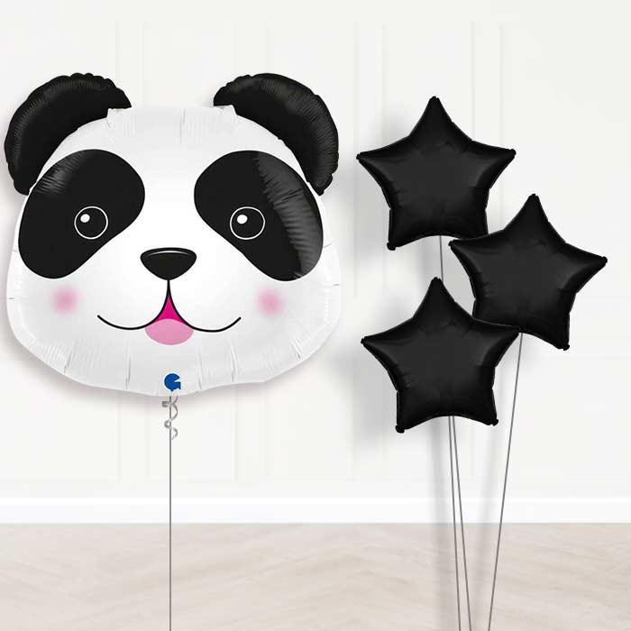 Panda Head Shaped Balloon Bouquet Delivery - 1 x Giant Balloon with Plain Bouquet | Party Save Smile