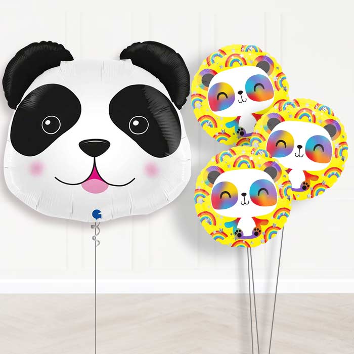 Panda Head Shaped Balloon Bouquet Delivery - 1 x Giant Balloon with Themed Bouquet | Party Save Smile