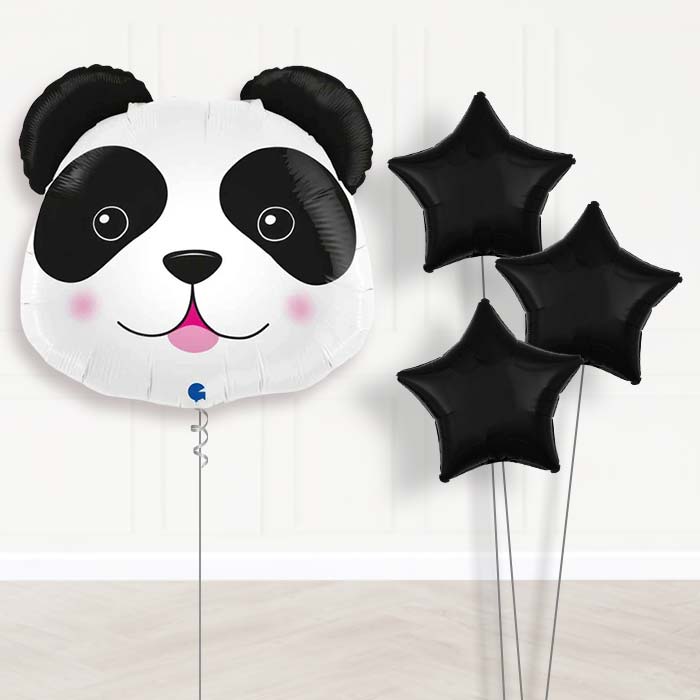 Panda Head Shaped Balloon Bouquet Delivery - 1 x Giant Balloon with Plain Bouquet | Party Save Smile