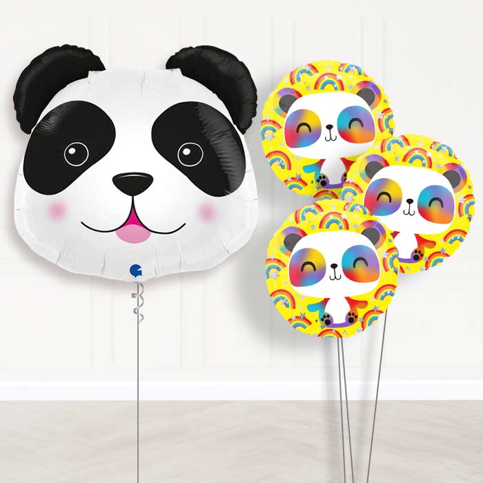 Panda Head Shaped Balloon Bouquet Delivery - 1 x Giant Balloon with Themed Bouquet | Party Save Smile