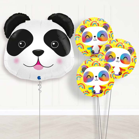 Panda Head Shaped Balloon Bouquet Delivery - 1 x Giant Balloon with Themed Bouquet | Party Save Smile
