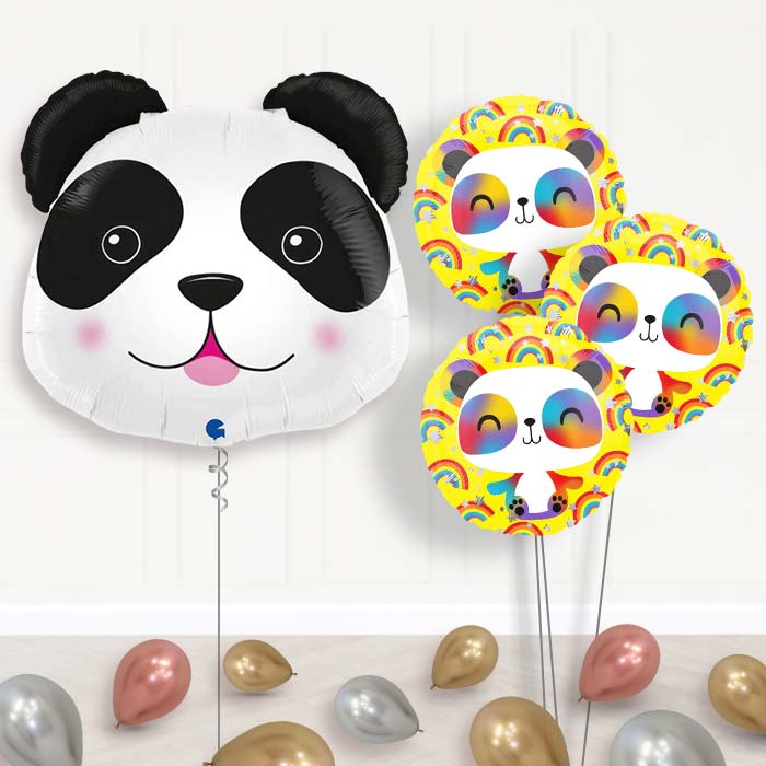 Panda Head Shaped Balloon Bouquet Delivery - 1 x Giant Balloon with Themed Bouquet and Latex | Party Save Smile