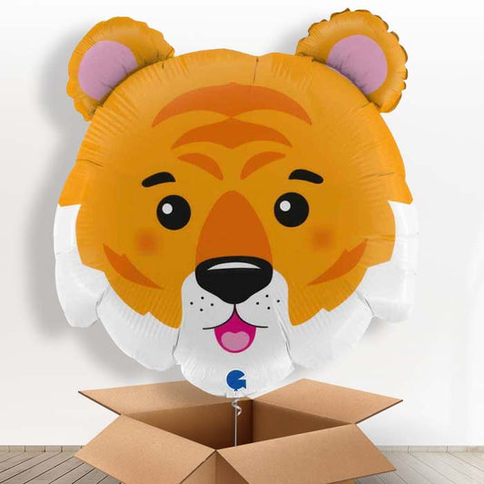 Tiger Head Shaped Helium Balloon in a Box - 1 x Giant Balloon | Party Save Smile